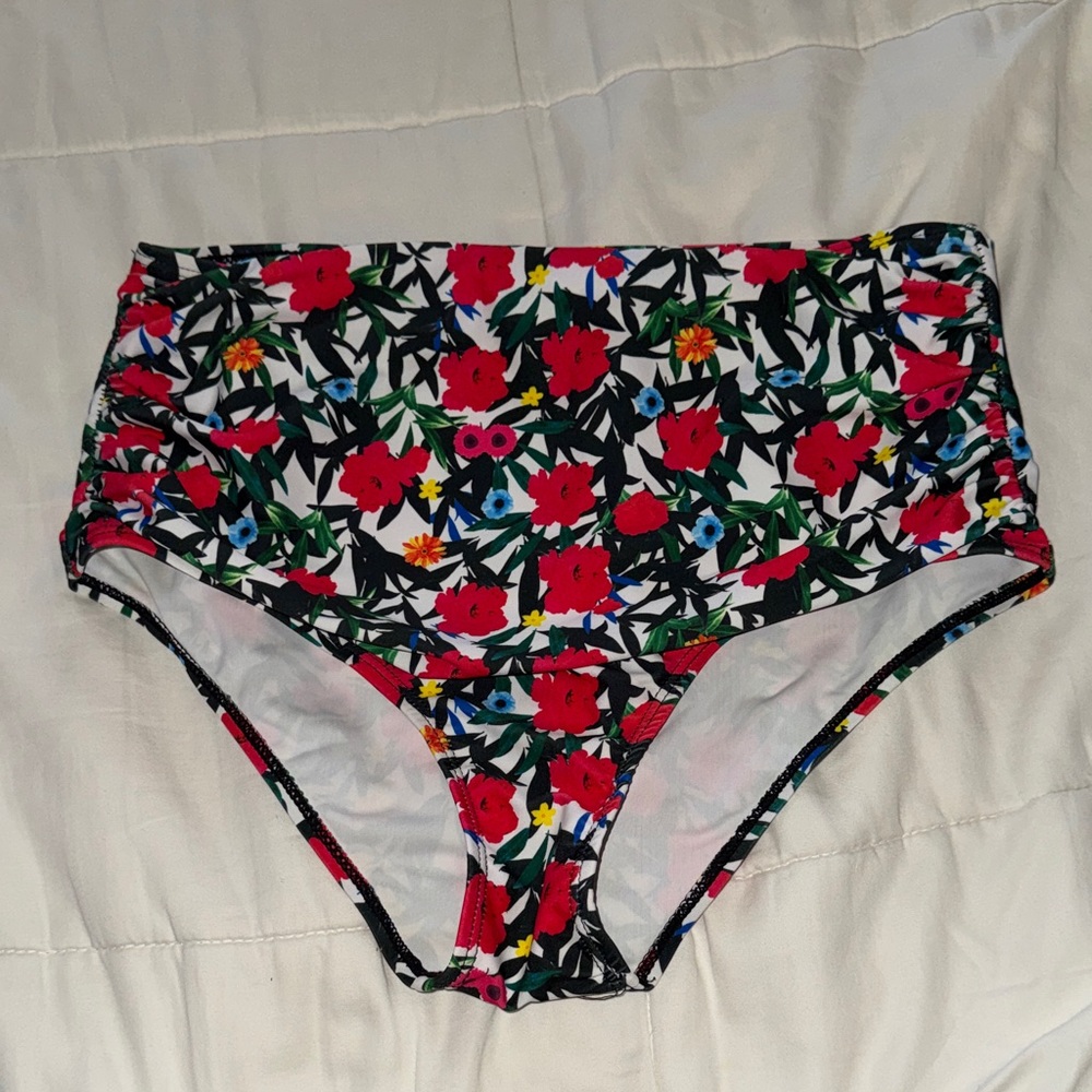 Eomenie Floral High-Waisted Bikini Bottoms Size Medium